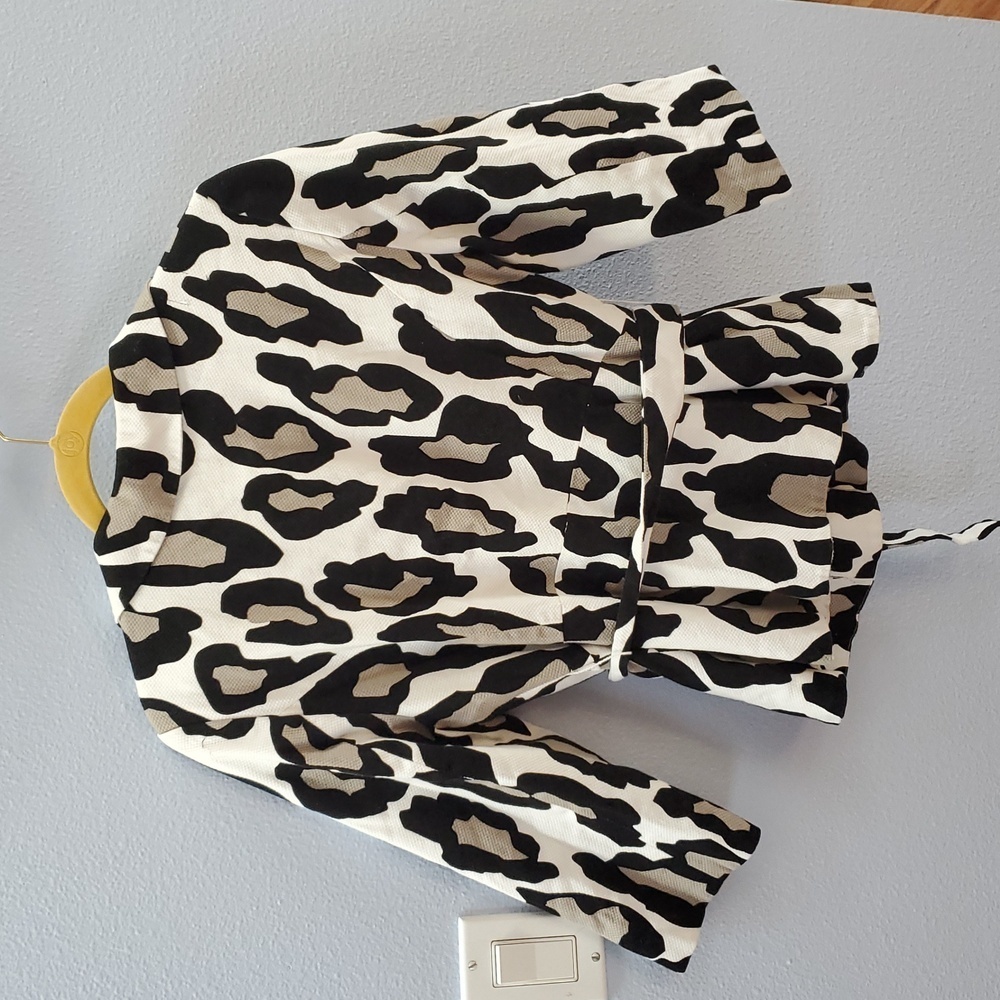 Sandro Black and White Leopard Patterned Blazer - image 5